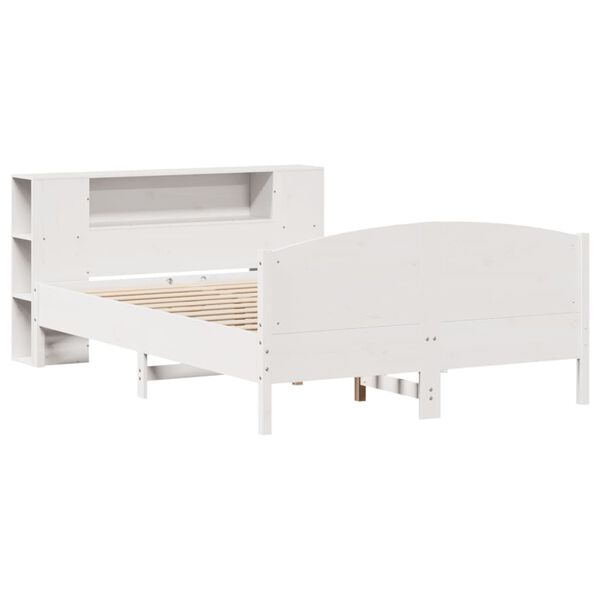 vidaXL Bookcase Bed without Mattress White 150x200cm Solid Wood Pine