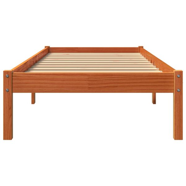 vidaXL Bed Frame without Mattress Wax Brown 100x200 cm Solid Wood Pine