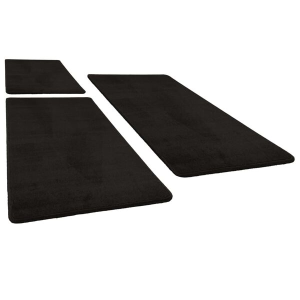 vidaXL Bed Carpets Shaggy High Pile 3 pcs Black