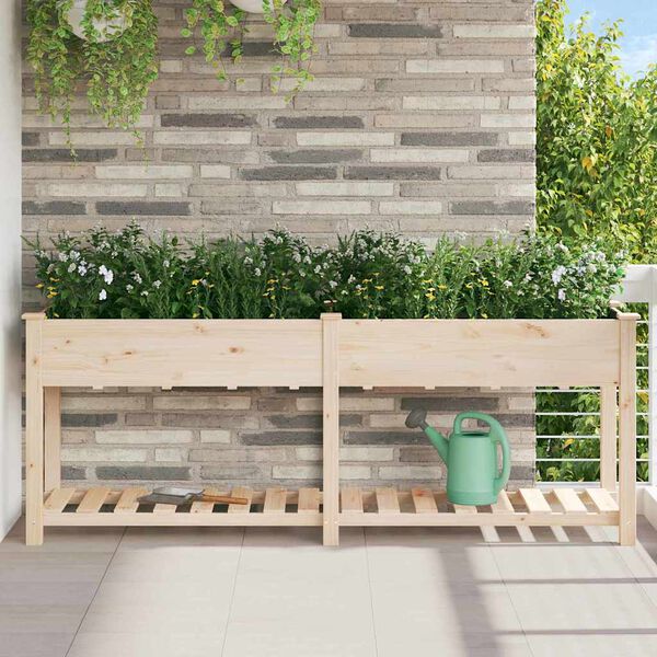 vidaXL Garden Planter Beige 203 x 53 x 76.5 cm Solid Fir Wood