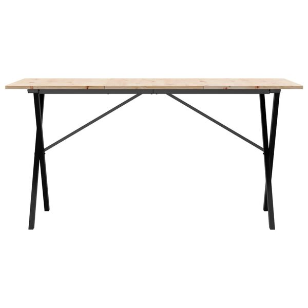 vidaXL Dining Table X-Frame 140x80x75 cm Solid Wood Pine and Steel