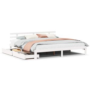 vidaXL Bed Frame with Drawers without Mattress White 200x200 cm