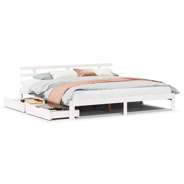 vidaXL Bed Frame with Drawers without Mattress White 200x200 cm