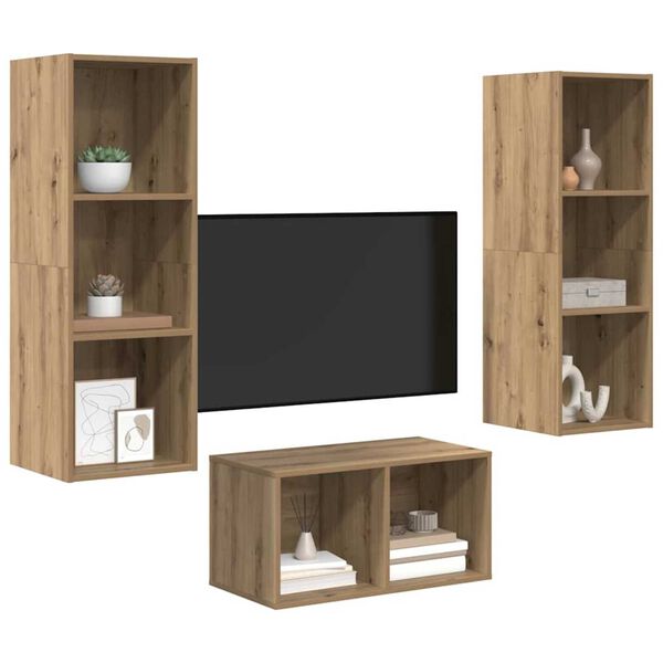 vidaXL TV Cabinet Set Artisan Oak 37 x 37 x 107 cm Engineered Wood