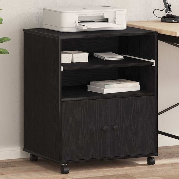 vidaXL Printer Stand Black Oak 60 x 48 x 74 cm Engineered Wood