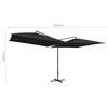 vidaXL Double Parasol with Steel Pole 250x250 cm Black