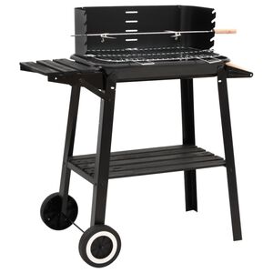 vidaXL Charcoal BBQ Grill with Wheels Black Steel