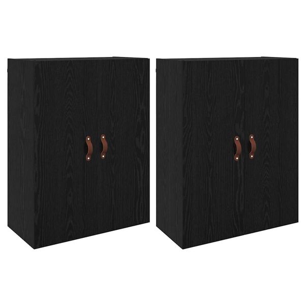 vidaXL Wall-Mounted Cabinet 2 pcs Black Oak 69.5 x 34 x 90 cm