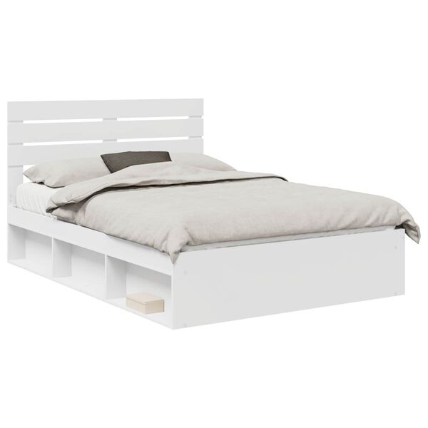 vidaXL Bed Frame with Headboard White 150 x 200 cm Solid Pine Wood