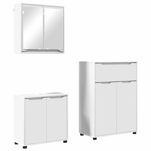 vidaXL Bathroom Furniture Set with Drawer 3 pcs White Engineered Wood