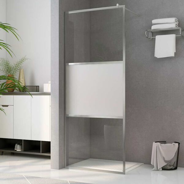vidaXL Walk-in Shower Wall with Half Frosted ESG Glass 115x195 cm