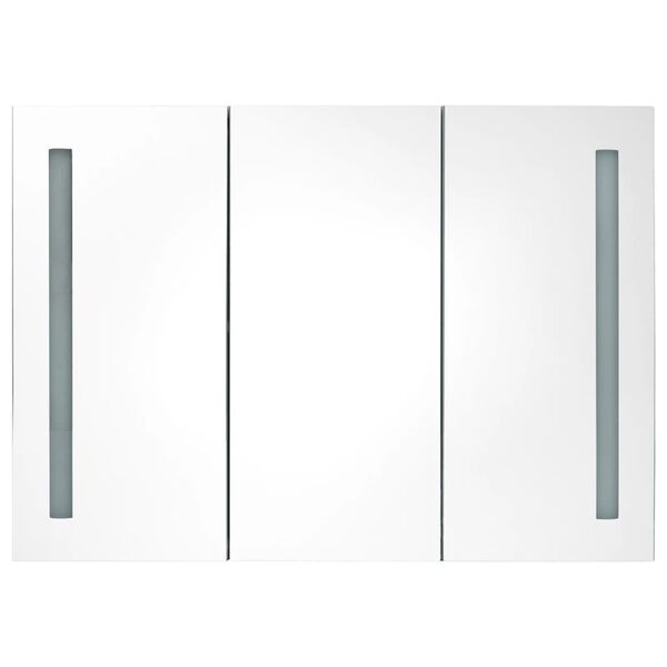 vidaXL LED Bathroom Mirror Cabinet 89x14x62 cm White and Oak