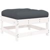 vidaXL Garden Footstools with Cushions 2pcs White Solid Wood Pine