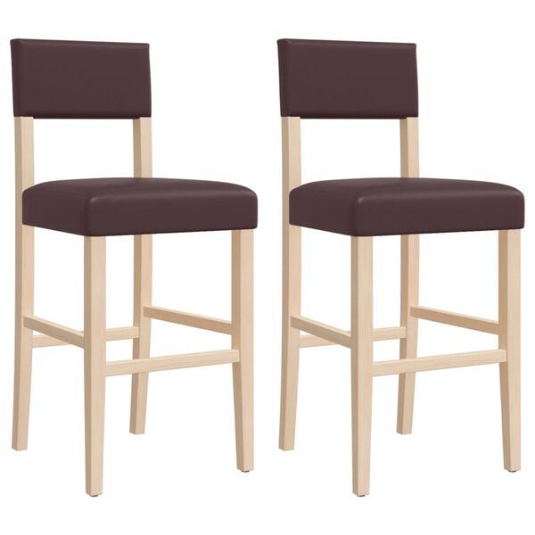 vidaXL Bar Chairs 2 pcs Solid Wood Rubber and Faux Leather