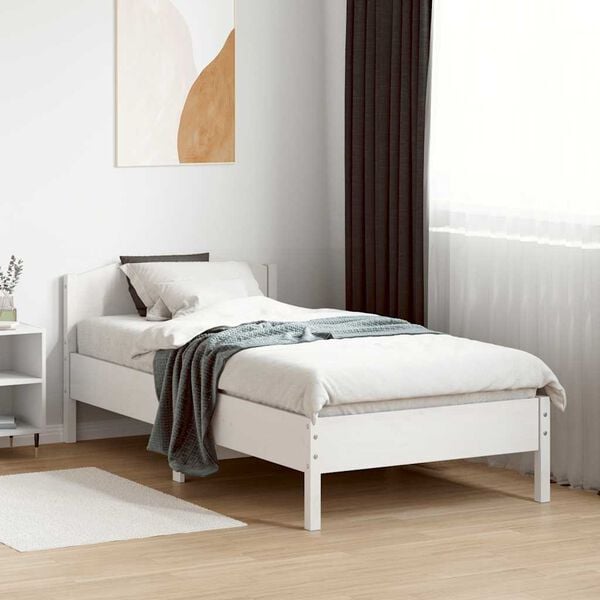 vidaXL Bed Frame without Mattress White 75x190 cm Small Single Solid Wood Pine