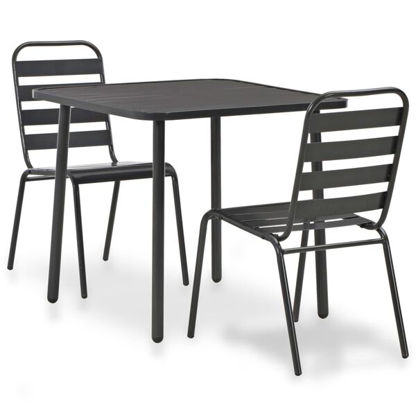 vidaXL 3 Piece Bistro Set Steel Dark Grey