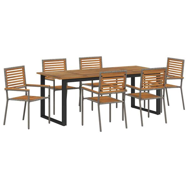 vidaXL Garden Dining Set 7 pcs Grey Solid Acacia Wood