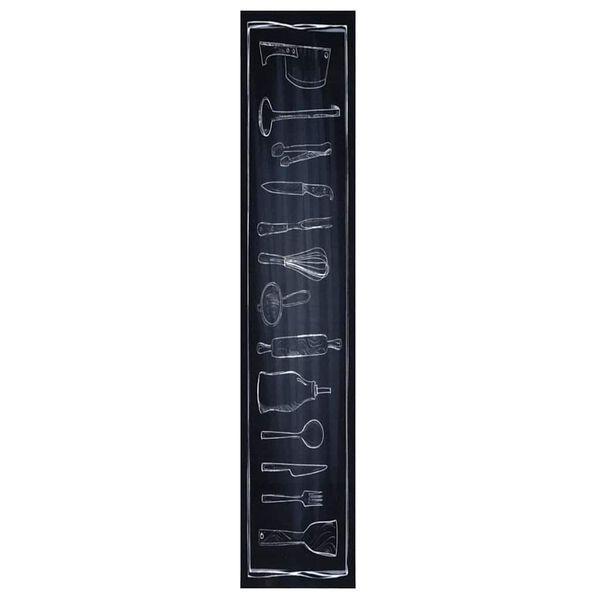vidaXL Kitchen Rug Black 300 x 60 cm Velvet