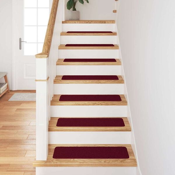 vidaXL Anti-slip Stair Mats 15 pcs Bordeaux 75 x 20 cm PP