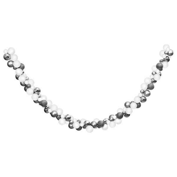 vidaXL Christmas Balls Garland White and Grey 175 cm Polystyrene