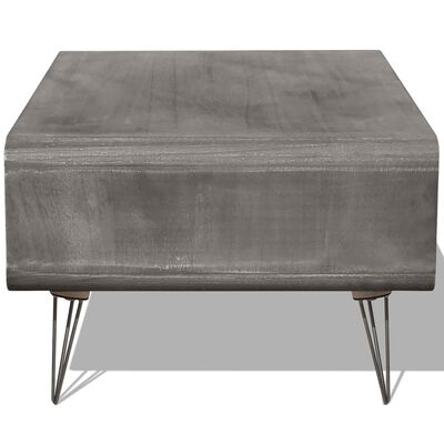 vidaXL Coffee Table 90x55.5x38.5 cm Solid Paulownia Wood Grey