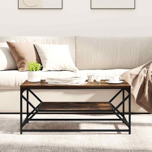 vidaXL Coffee Table Smoked Oak 90 x 50 x 40 cm