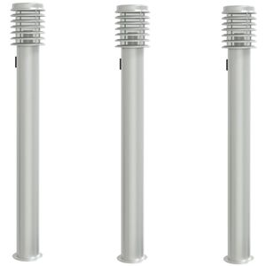 vidaXL Outdoor Floor Lamps with Outlet 3pcs Silver 110cm Stainless Steel