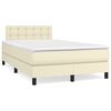 vidaXL Box Spring Bed with Mattress Cream 120x200 cm Faux Leather