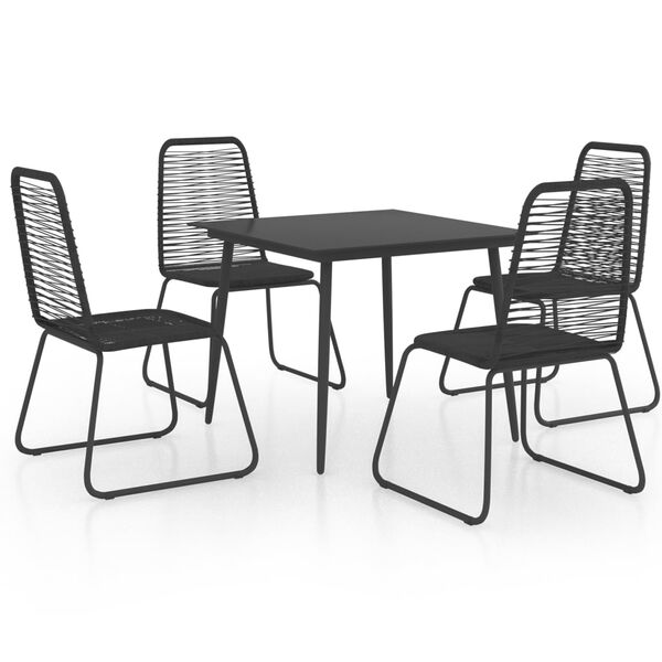 vidaXL 5 Piece Garden Dining Set PVC Rattan Black