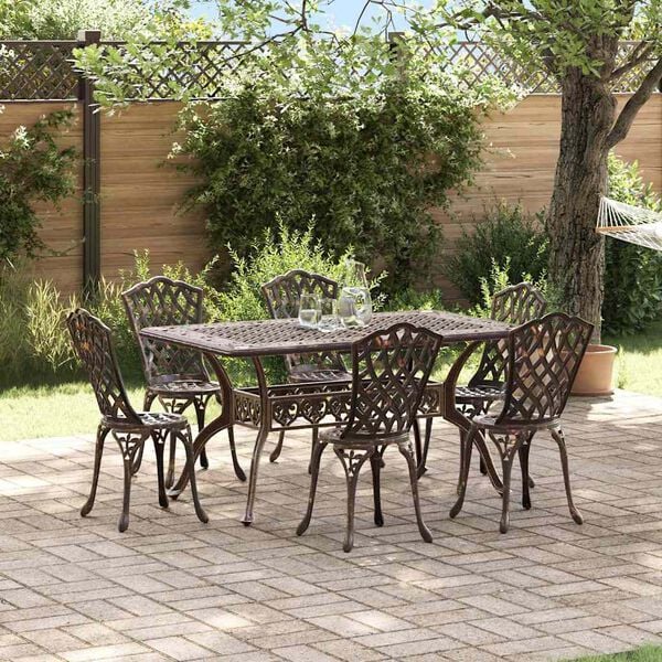vidaXL Garden Dining Set 7 pcs Bronze Aluminium