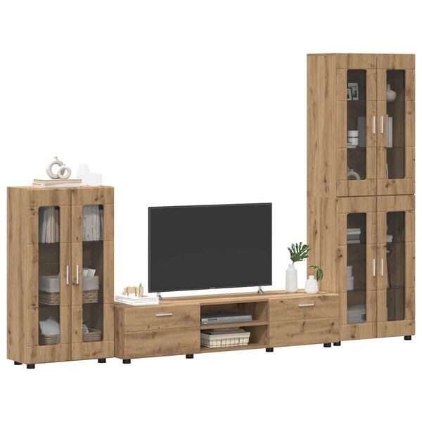 vidaXL TV Cabinet Set with Drawer FLORIN Artisan Oak Engineered Wood