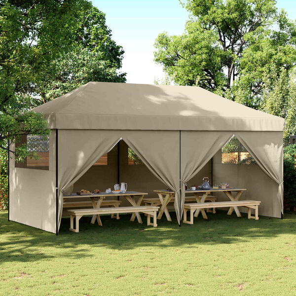 vidaXL Party Tent Folding Taupe 292 x 580 x 315 cm Oxford Fabric