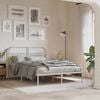 vidaXL Metal Bed Frame without Mattress with Headboard White 140x190cm