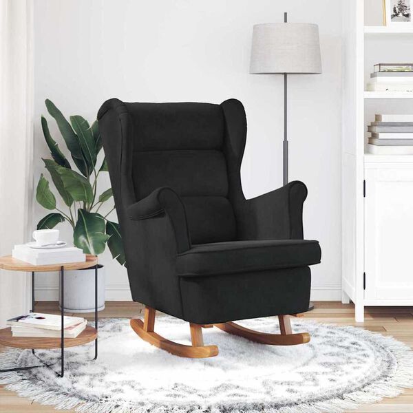 vidaXL Rocking Chair with Cushion Black 92 x 71 x 100 cm Plywood