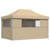 vidaXL Foldable Party Tent Pop-Up with 4 Sidewalls Beige