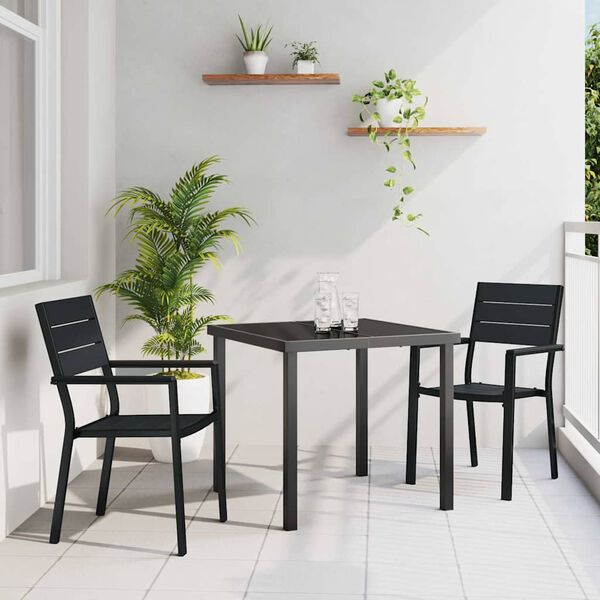 vidaXL Garden Dining Set 3 pcs Black Powder-Coated Steel