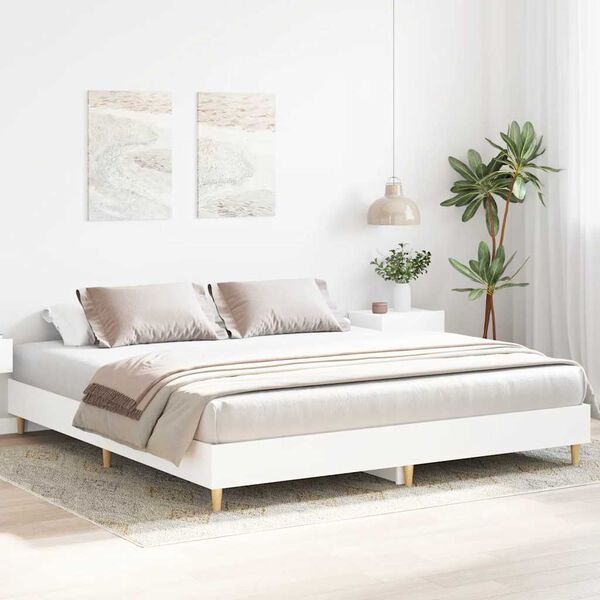 vidaXL Bed Frame without Mattress White 180x200cm Engineered Wood