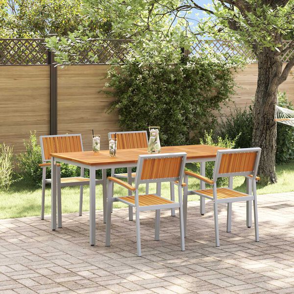 vidaXL Garden Dining Set 5 pcs Grey and brown
