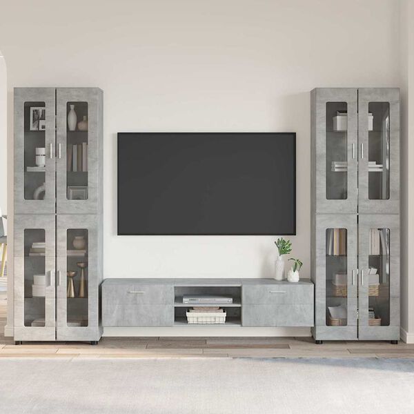 vidaXL TV Cabinet Set with Drawer FLORIN Concrete Grey Engineered Wood