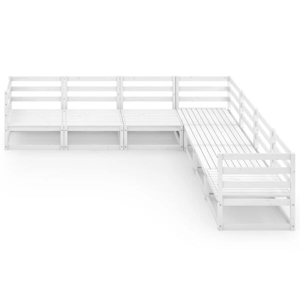 vidaXL 7 Piece Garden Lounge Set White Solid Pinewood