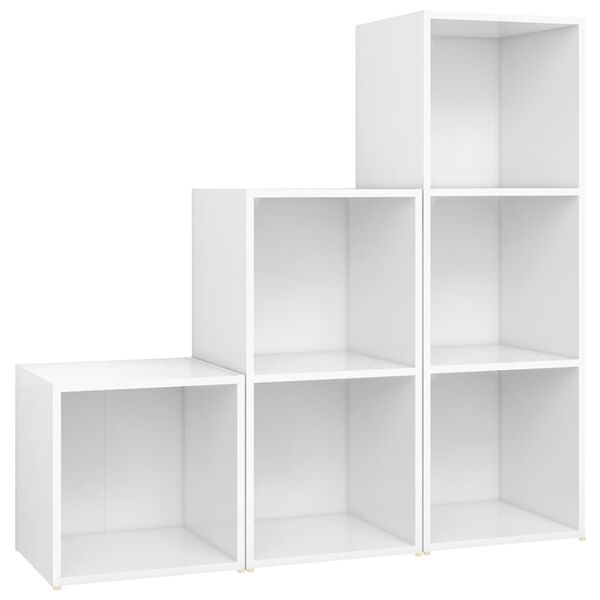 vidaXL 3 Piece TV Cabinet Set White Engineered Wood
