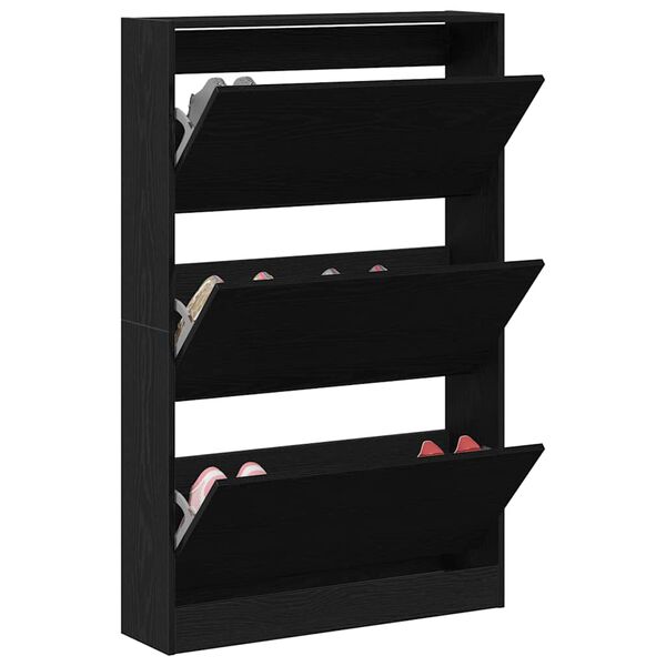 vidaXL Shoe Cabinet Black Oak 80 x 21 x 125.5 cm Engineered Wood