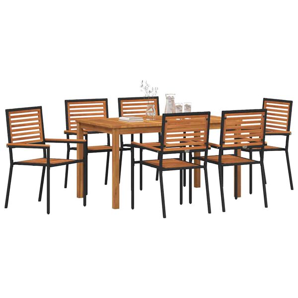 vidaXL Garden Dining Set 7 pcs Black Poly rattan
