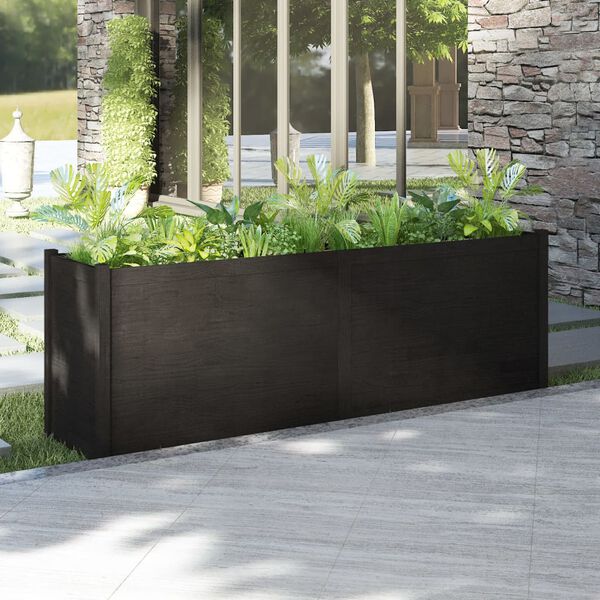 vidaXL Garden Planter Black 200x50x70 cm Solid Pinewood