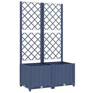 vidaXL Garden Planter with Trellis Blue Grey 80x40x136 cm PP