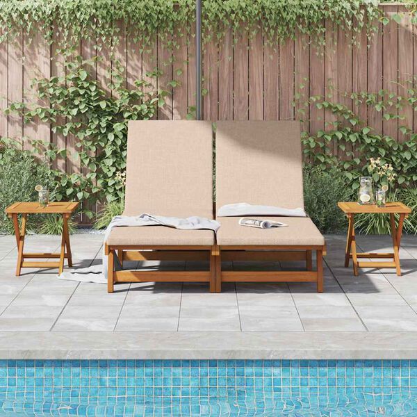 vidaXL Sun Lounger Reclining with Cushion Beige Solid Acacia Wood