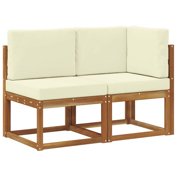vidaXL Outdoor Middle and Corner Sofa 2 Piece Natural and Cream