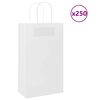 vidaXL Paper Bags 250 pcs with Handles White 21x11x36 cm