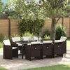 vidaXL Garden Dining Set 9 pcs Brown Poly Rattan