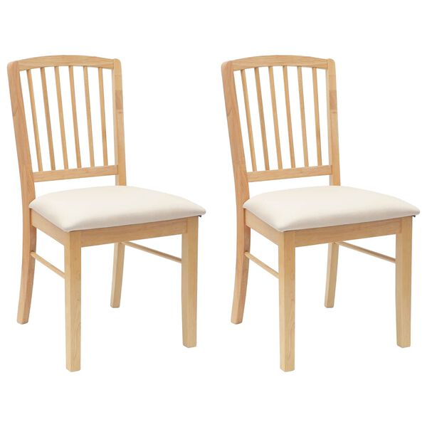 vidaXL Dining Chairs 2 pcs Natural 50 x 52.5 x 91 cm Solid Rubber Wood
